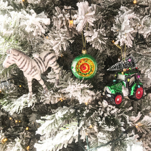 Glitter zebra kitsch christmas decoration
