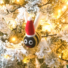 Load image into Gallery viewer, Bee felt Christmas ornament
