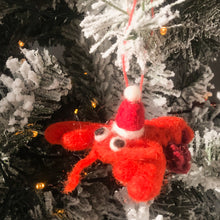 Load image into Gallery viewer, Felt lobster Christmas bauble
