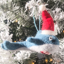Load image into Gallery viewer, Felt shark with hat Christmas bauble
