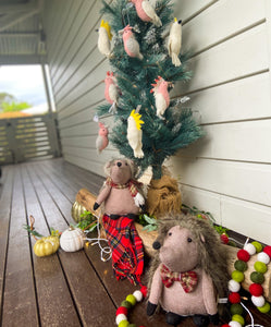 Fluffy Echidna Christmas door stop