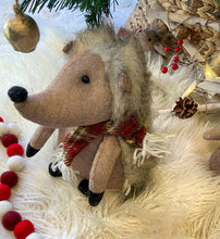 Load image into Gallery viewer, Fluffy Echidna Christmas door stop
