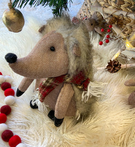 Fluffy Echidna Christmas door stop