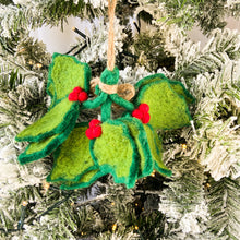 Load image into Gallery viewer, Felt holly sprig christmas tree decoration
