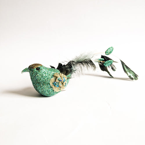 Keisha Green Glitter Bird with clip - Joy Homewares