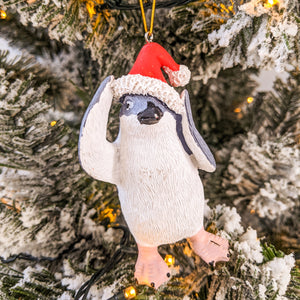 Frosty penguin christmas tree ornament