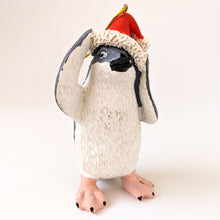 Load image into Gallery viewer, Frosty penguin hanging christmas tree ornament
