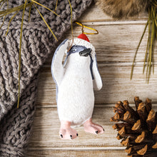 Load image into Gallery viewer, penguin in santa hat christmas ornament
