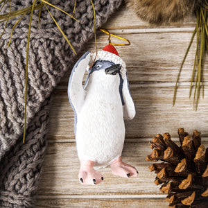 penguin in santa hat christmas ornament