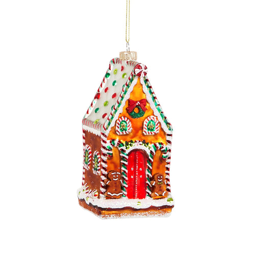 Gingerbread house shaped glass Christmas bauble - Joy Homewares