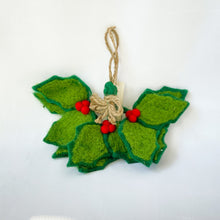 Load image into Gallery viewer, Biodegradable felt holly decoration
