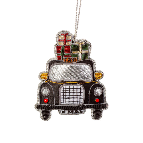 London taxi Zari Embroidery Christmas hanging decoration - Joy Homewares