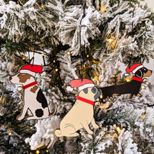 Load image into Gallery viewer, wooden dog collection christmas tree ornaments
