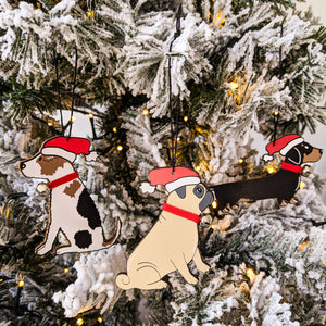 wooden dog collection christmas tree ornaments
