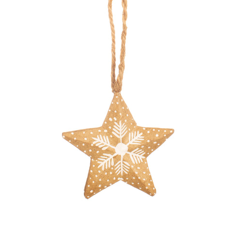 Kraft paper star papier mache Christmas hanging decoration - Joy Homewares