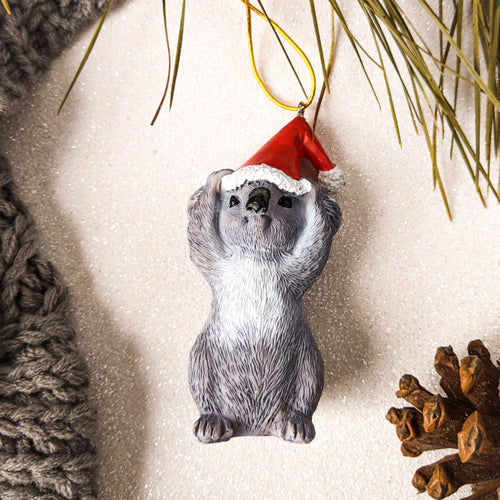 Koala in santa hat christmas decoration