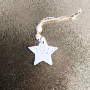 Embossed clay star hanging decoration - Joy Homewares