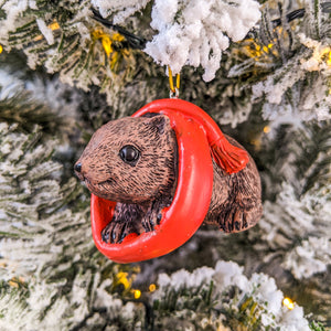 Merry wombat christmas ornament