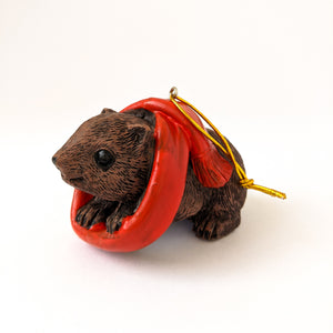 Merry Wombat with scarf Christmas tree ornament - Joy Homewares