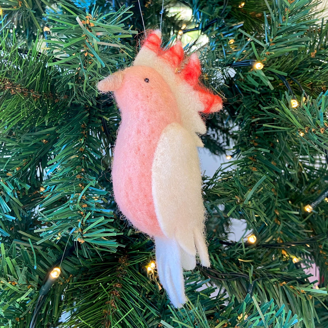 Felt pink cockatoo hanging decoration