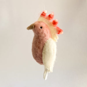 Felt pink cockatoo hanging decoration