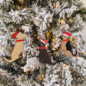 Wooden dog christmas tree decorations