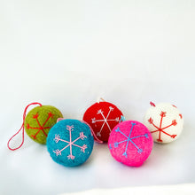 Load image into Gallery viewer, Colourful felt snowflake baubles 
