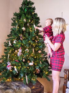 Mummy and me matching tartan plaid christmas pyjamas