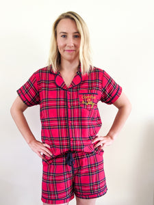 womens red check Christmas pjs