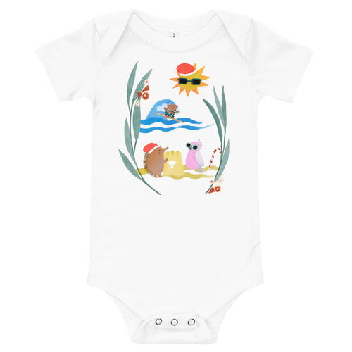 Echidna beach Christmas baby short-sleeved one piece - Joy Homewares