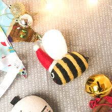 Load image into Gallery viewer, Felt bee Christmas bauble
