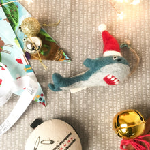 Load image into Gallery viewer, Santa jaws felt shark Christmas decoration
