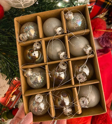 Set of iridescent Christmas baubles