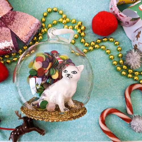 heirloom kitten glass bauble