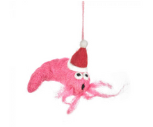 Load image into Gallery viewer, Felt prawn christmas decoration
