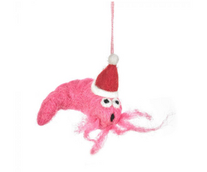 Felt prawn christmas decoration