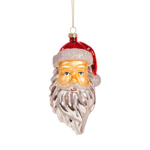 Santa Head Glass Christmas Bauble