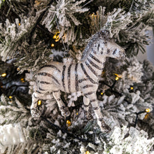 Load image into Gallery viewer, glitter zebra christmas tree ornament
