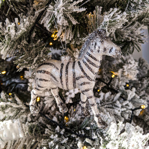 glitter zebra christmas tree ornament